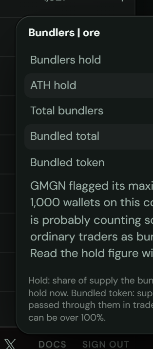 The bundle detail for one coin
