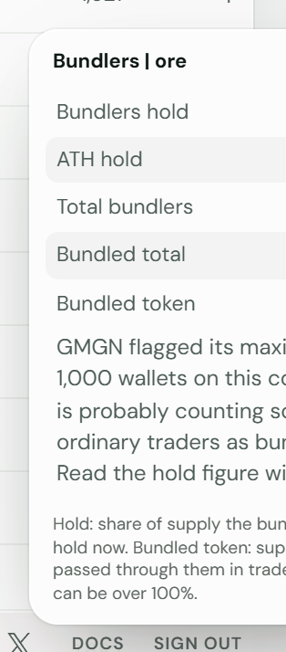 The bundle detail for one coin