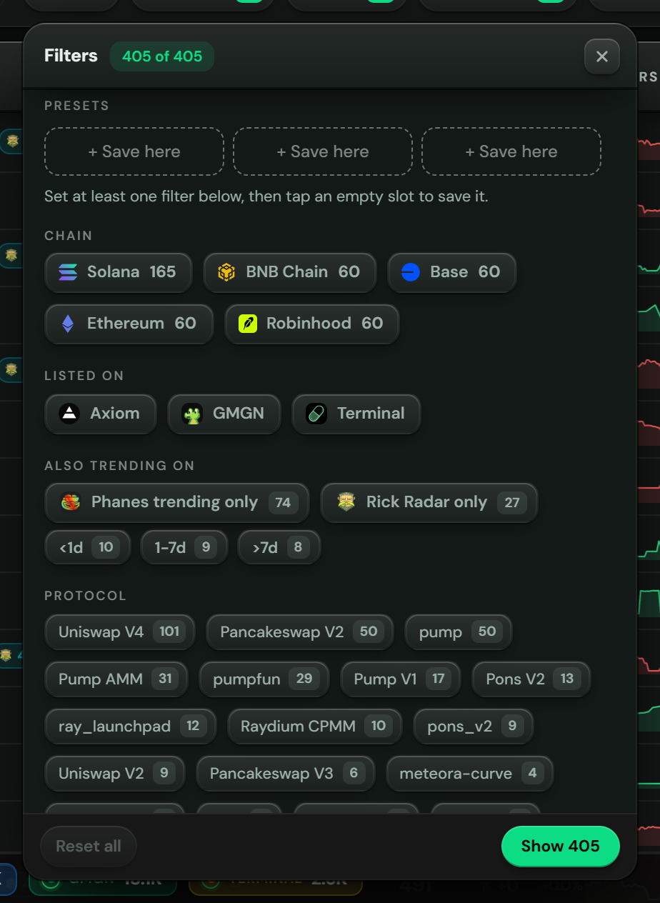 The Filters panel