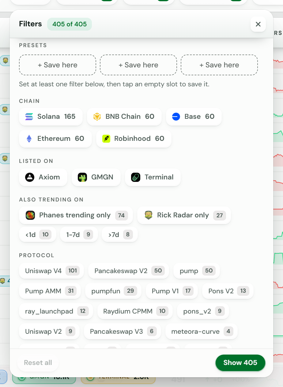 The Filters panel